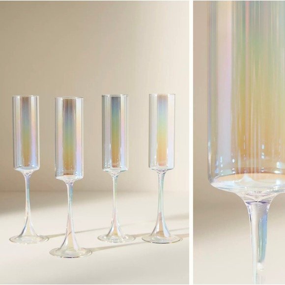 Anthropologie Other - Anthropologie Morgan Champagne Flute Set 4 Pearl Glassware Elegant Wedding Toast